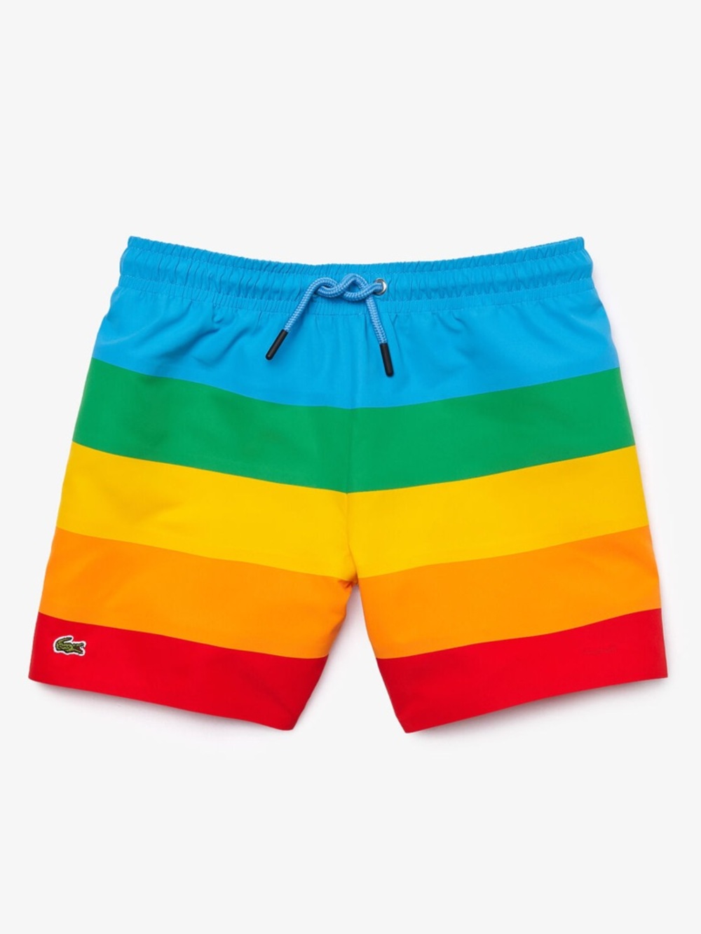 Lacoste Polaroid Collab Kids Multicolor Stripe Swim Trunks Suit Rainbow EUC Med